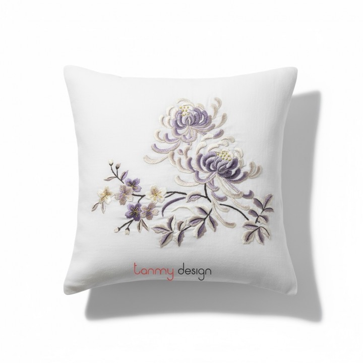 Cushion cover - chrysanthemum embroidery